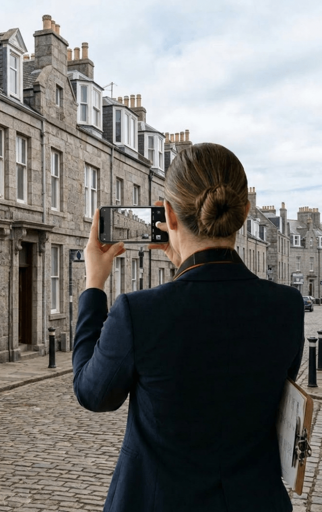 Hold phone forward taking photo, remove for sale board